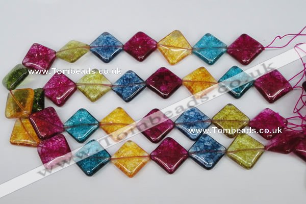 CKQ132 15.5 inches 20*20mm diamond dyed crackle quartz beads