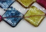 CKQ133 15.5 inches 25*25mm diamond dyed crackle quartz beads