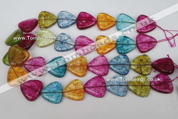 CKQ135 15.5 inches 20*20mm triangle dyed crackle quartz beads