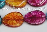 CKQ140 15.5 inches 20*30mm twisted oval dyed crackle quartz beads