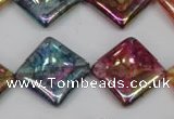 CKQ152 15.5 inches 20*20mm diamond AB-color crackle quartz beads