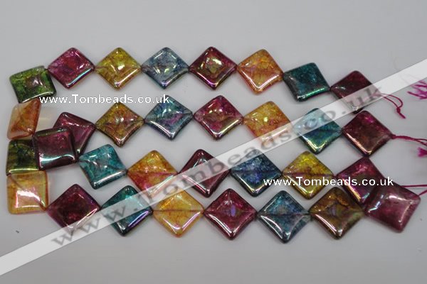 CKQ153 15.5 inches 25*25mm diamond AB-color crackle quartz beads