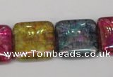 CKQ156 15.5 inches 25*25mm square AB-color crackle quartz beads