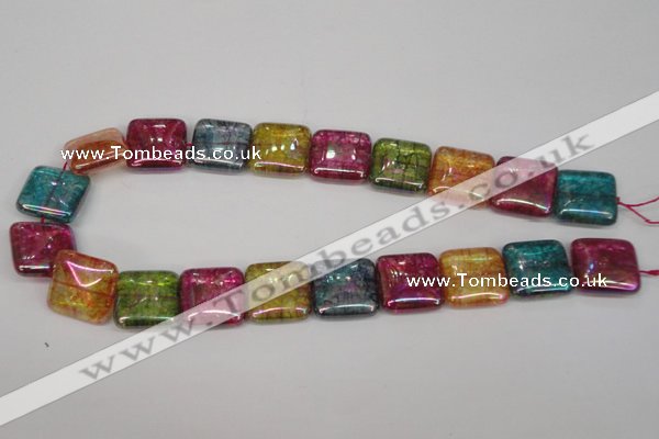 CKQ156 15.5 inches 25*25mm square AB-color crackle quartz beads