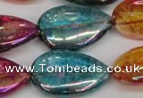 CKQ159 15.5 inches 20*30mm flat teardrop AB-color crackle quartz beads