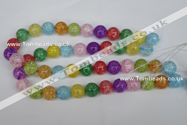 CKQ16 15.5 inches 14mm round dyed crackle quartz beads wholesale