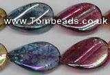 CKQ161 15.5 inches 18*25mm twisted oval AB-color crackle quartz beads