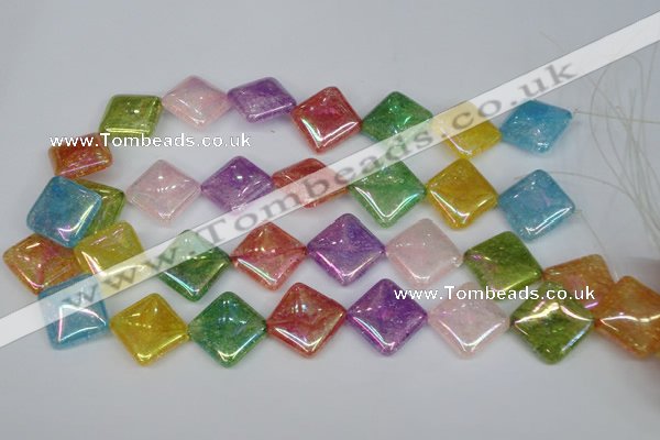 CKQ168 15.5 inches 25*25mm diamond AB-color crackle quartz beads