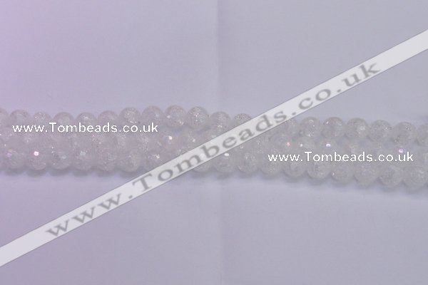 CKQ344 15.5 inches 8mm faceted round dyed crackle quartz beads