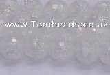 CKQ345 15.5 inches 10mm faceted round dyed crackle quartz beads