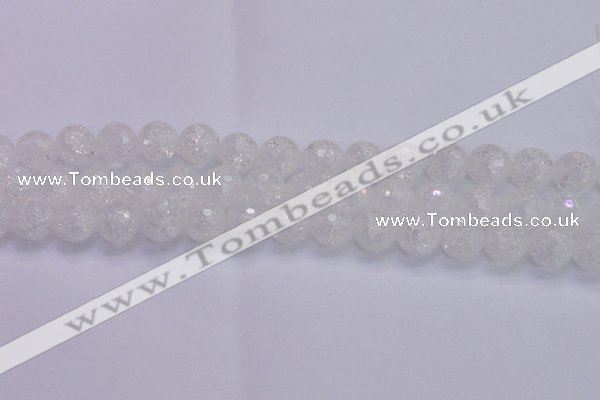 CKQ347 15.5 inches 14mm faceted round dyed crackle quartz beads