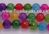 CKQ350 15.5 inches 6mm faceted round dyed crackle quartz beads