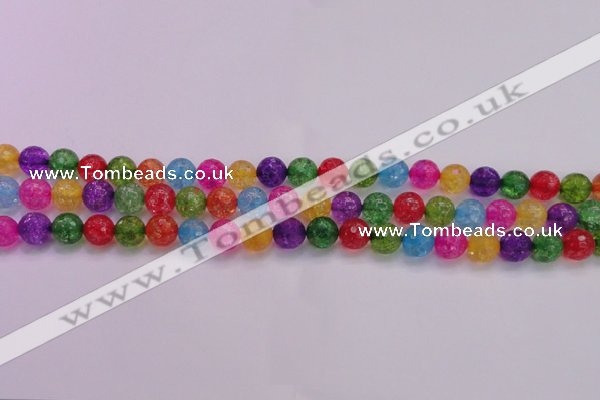 CKQ351 15.5 inches 8mm faceted round dyed crackle quartz beads