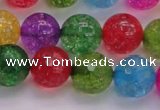 CKQ354 15.5 inches 14mm faceted round dyed crackle quartz beads