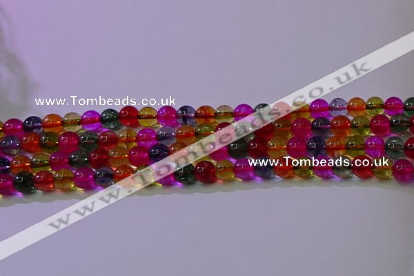 CKQ391 15.5 inches 6mm round dyed crackle quartz beads