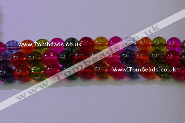 CKQ394 15.5 inches 12mm round dyed crackle quartz beads