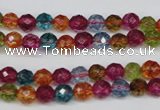 CKQ41 15.5 inches 6mm faceted round dyed crackle quartz beads