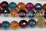 CKQ43 15.5 inches 10mm faceted round dyed crackle quartz beads
