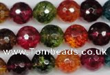 CKQ44 15.5 inches 12mm faceted round dyed crackle quartz beads