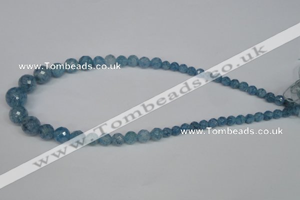 CKQ51 15.5 inches 6mm - 14mm faceted round dyed crackle quartz beads