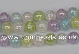 CKQ62 15.5 inches 8mm round AB-color dyed crackle quartz beads