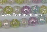 CKQ63 15.5 inches 10mm round AB-color dyed crackle quartz beads