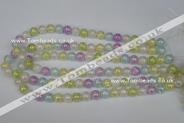 CKQ63 15.5 inches 10mm round AB-color dyed crackle quartz beads