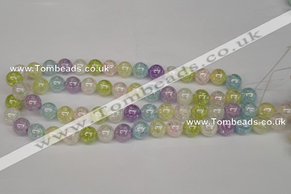 CKQ65 15.5 inches 14mm round AB-color dyed crackle quartz beads