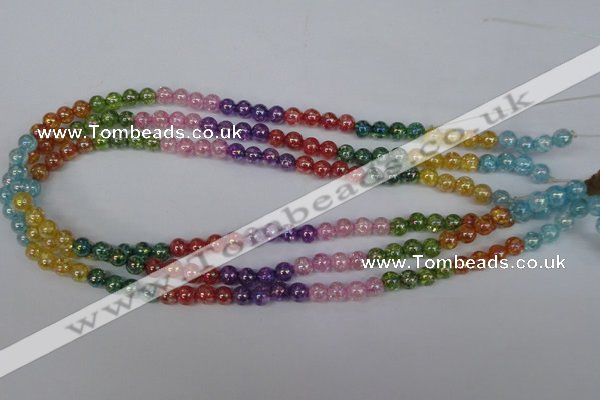 CKQ71 15.5 inches 6mm round AB-color dyed crackle quartz beads