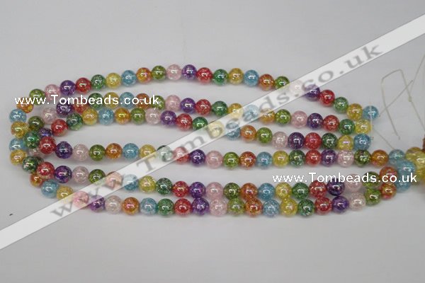 CKQ72 15.5 inches 8mm round AB-color dyed crackle quartz beads