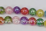 CKQ73 15.5 inches 10mm round AB-color dyed crackle quartz beads