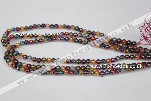 CKQ81 15.5 inches 6mm round AB-color dyed crackle quartz beads