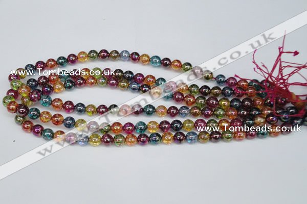 CKQ82 15.5 inches 8mm round AB-color dyed crackle quartz beads