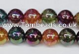 CKQ84 15.5 inches 12mm round AB-color dyed crackle quartz beads