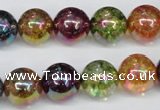 CKQ85 15.5 inches 14mm round AB-color dyed crackle quartz beads