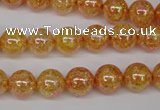 CKQ91 15.5 inches 6mm round AB-color dyed crackle quartz beads