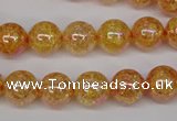 CKQ92 15.5 inches 8mm round AB-color dyed crackle quartz beads