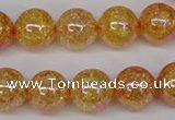 CKQ94 15.5 inches 12mm round AB-color dyed crackle quartz beads