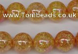 CKQ95 15.5 inches 14mm round AB-color dyed crackle quartz beads