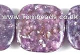 CKU09 15 inches 20*20mm square purple kunzite beads wholesale