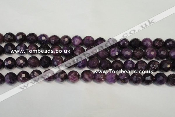 CKU24 15.5 inches 12mm faceted round purple kunzite beads wholesale