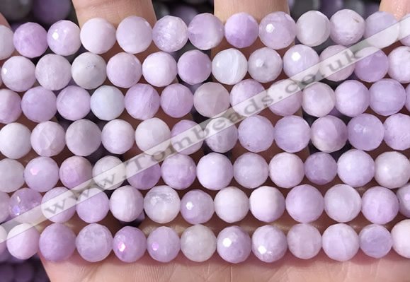 CKU325 15.5 inches 7.5mm - 8mm faceted round natural kunzite beads