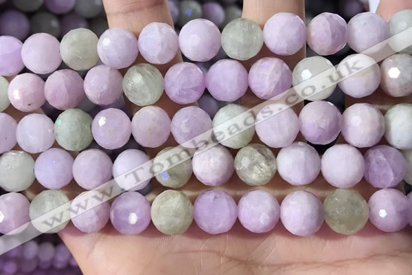 CKU326 15.5 inches 10mm faceted round natural kunzite beads