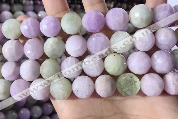 CKU328 15.5 inches 14mm - 15mm faceted round natural kunzite beads