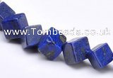 CLA39 6*6*6mm oblique-drilled cubic dyed lapis lazuli beads