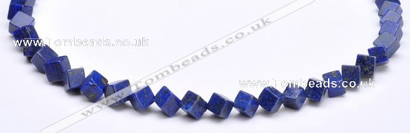 CLA39 6*6*6mm oblique-drilled cubic dyed lapis lazuli beads