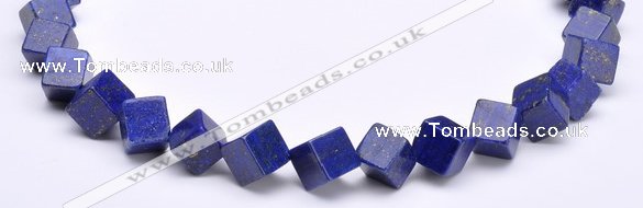 CLA40 oblique-drilled cubic 10*10*10mm dyed lapis lazuli beads