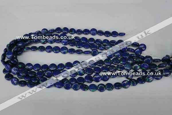 CLA410 15.5 inches 10mm flat round synthetic lapis lazuli beads