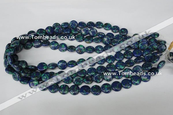 CLA412 15.5 inches 14mm flat round synthetic lapis lazuli beads