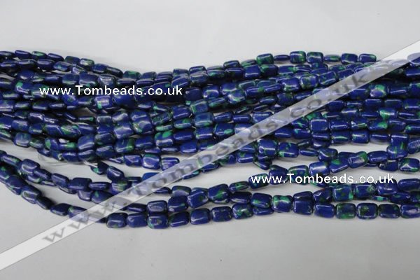 CLA425 15.5 inches 6*8mm rectangle synthetic lapis lazuli beads